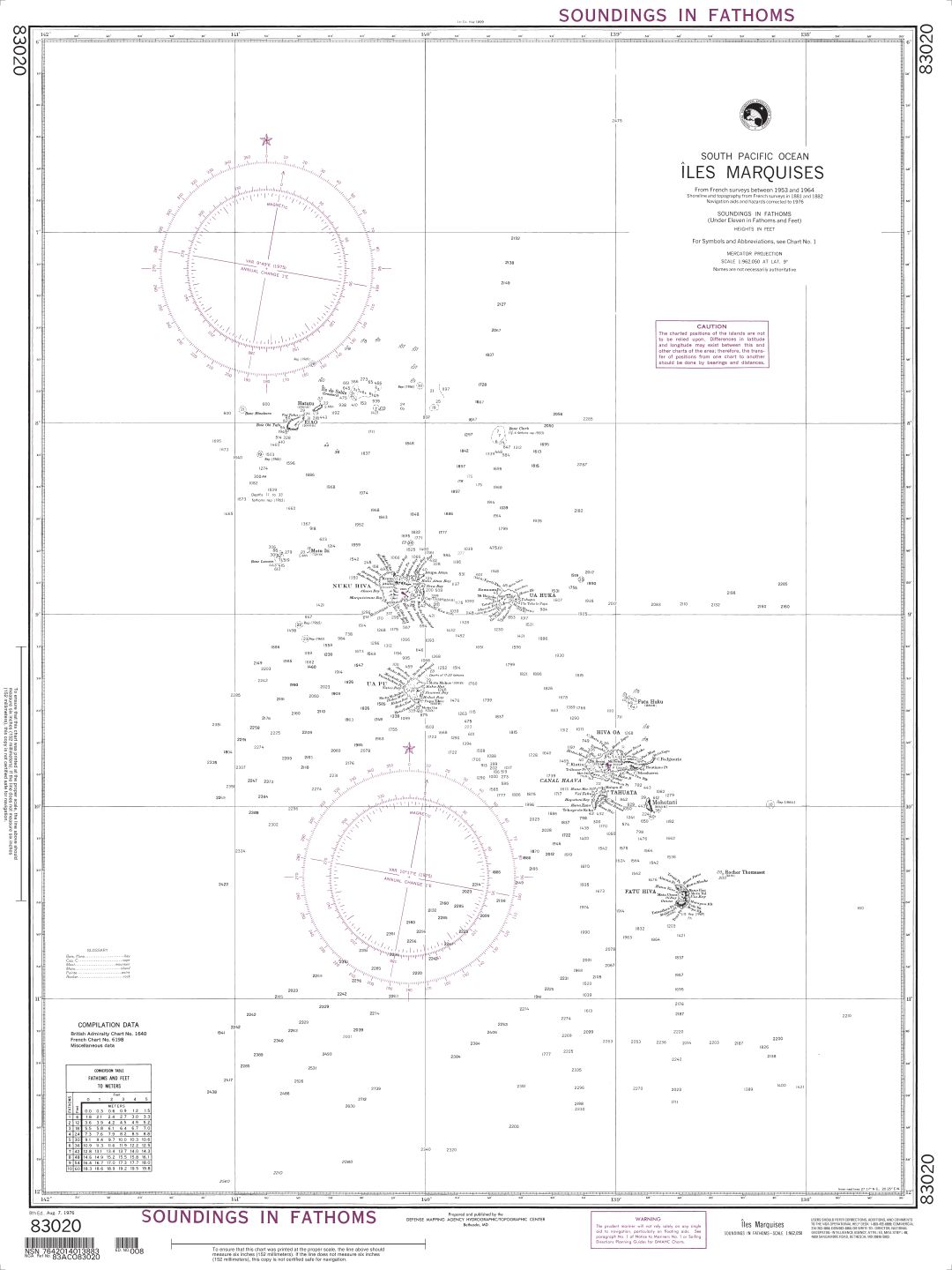 Iles Marquises Islands (South Pacific Ocean) | NGA Chart 83020