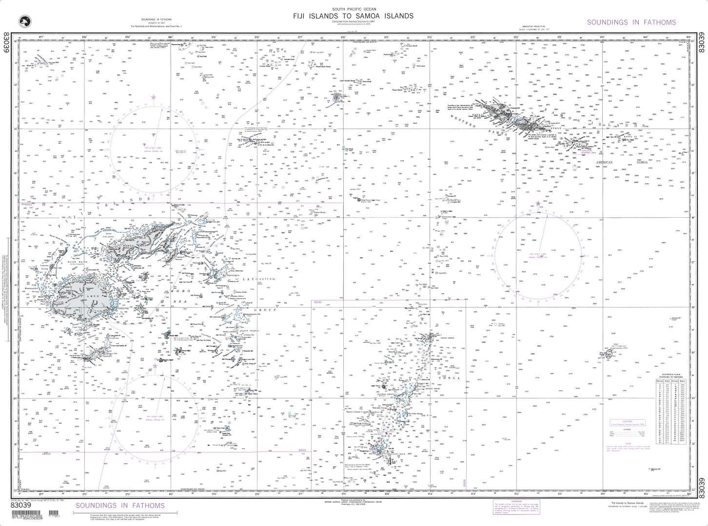 Fiji Islands to Samoa Islands (OMEGA) | Carte NGA 83039