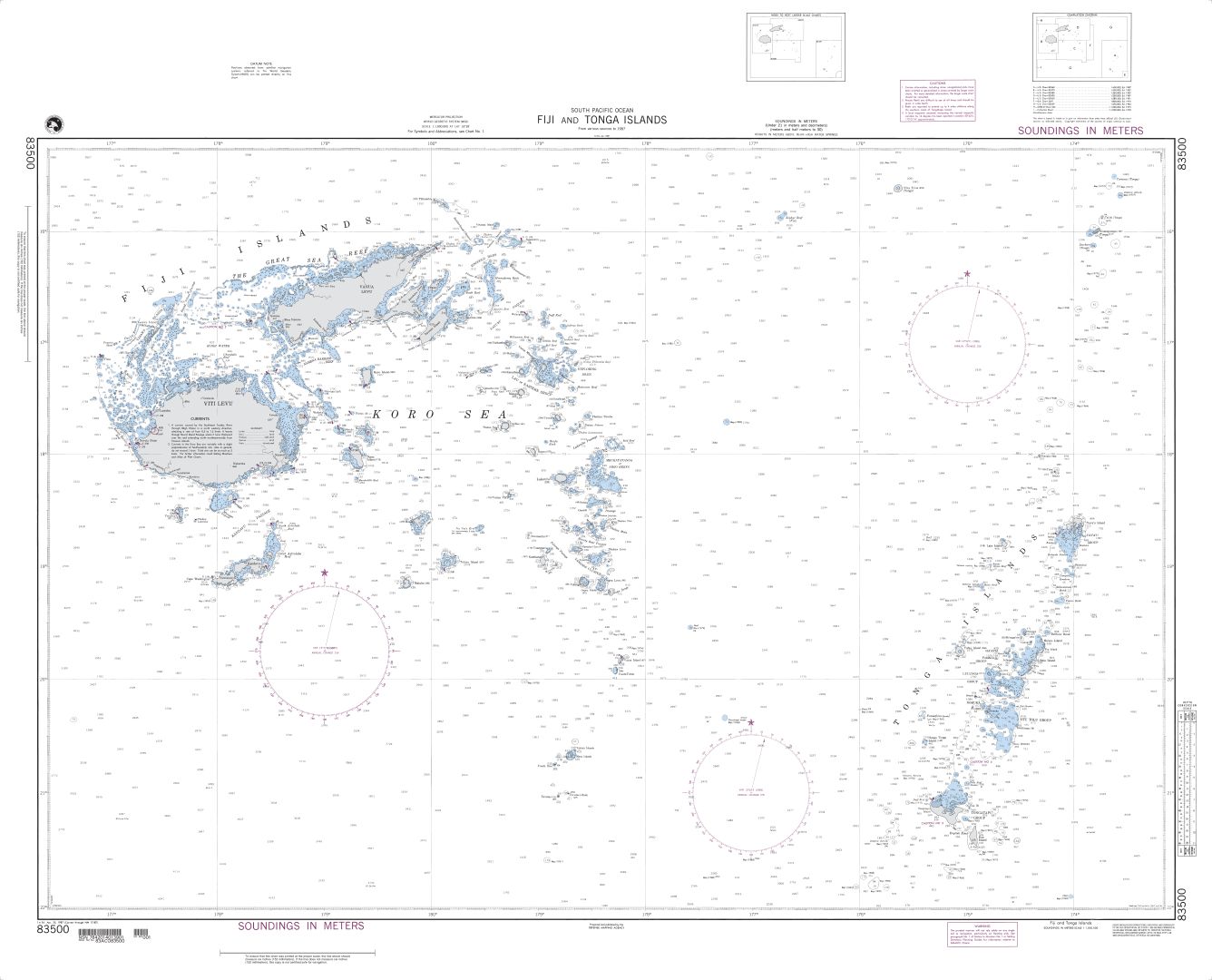 Fiji and Tonga Islands (OMEGA) | Carte NGA 83500