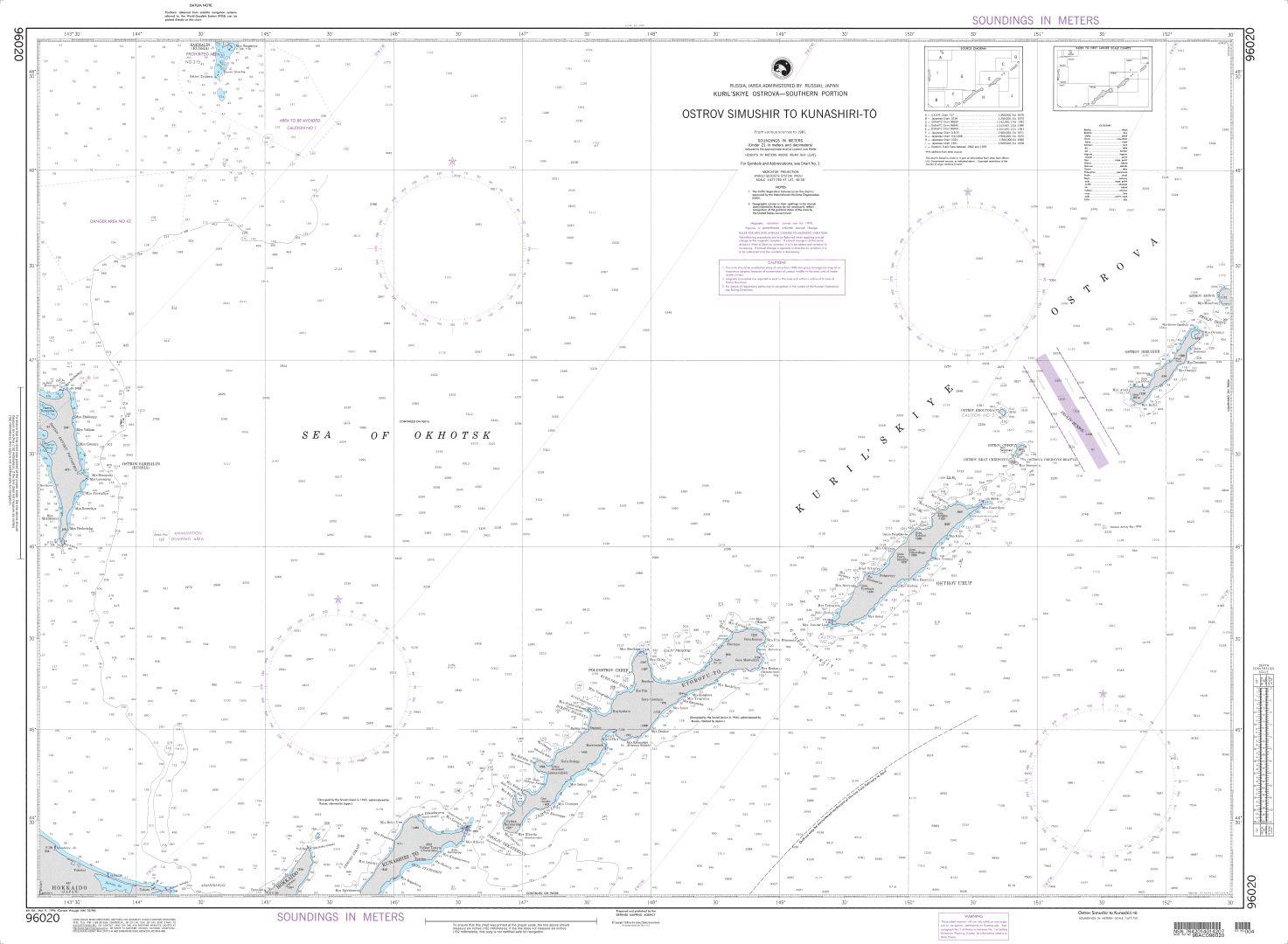 Ostrov Simushir to Ostrov Kunashir | NGA Chart 96020
