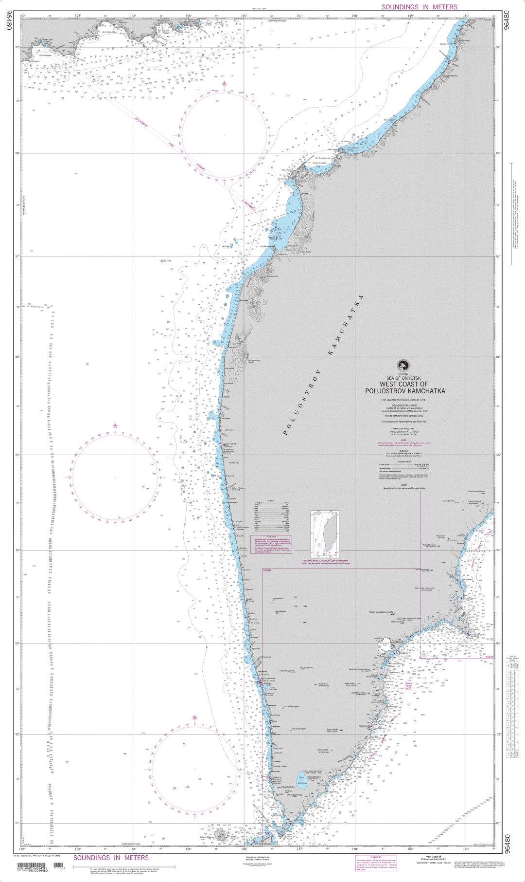 West Coast of Poluostrov Kamchatka | Carte NGA 96480
