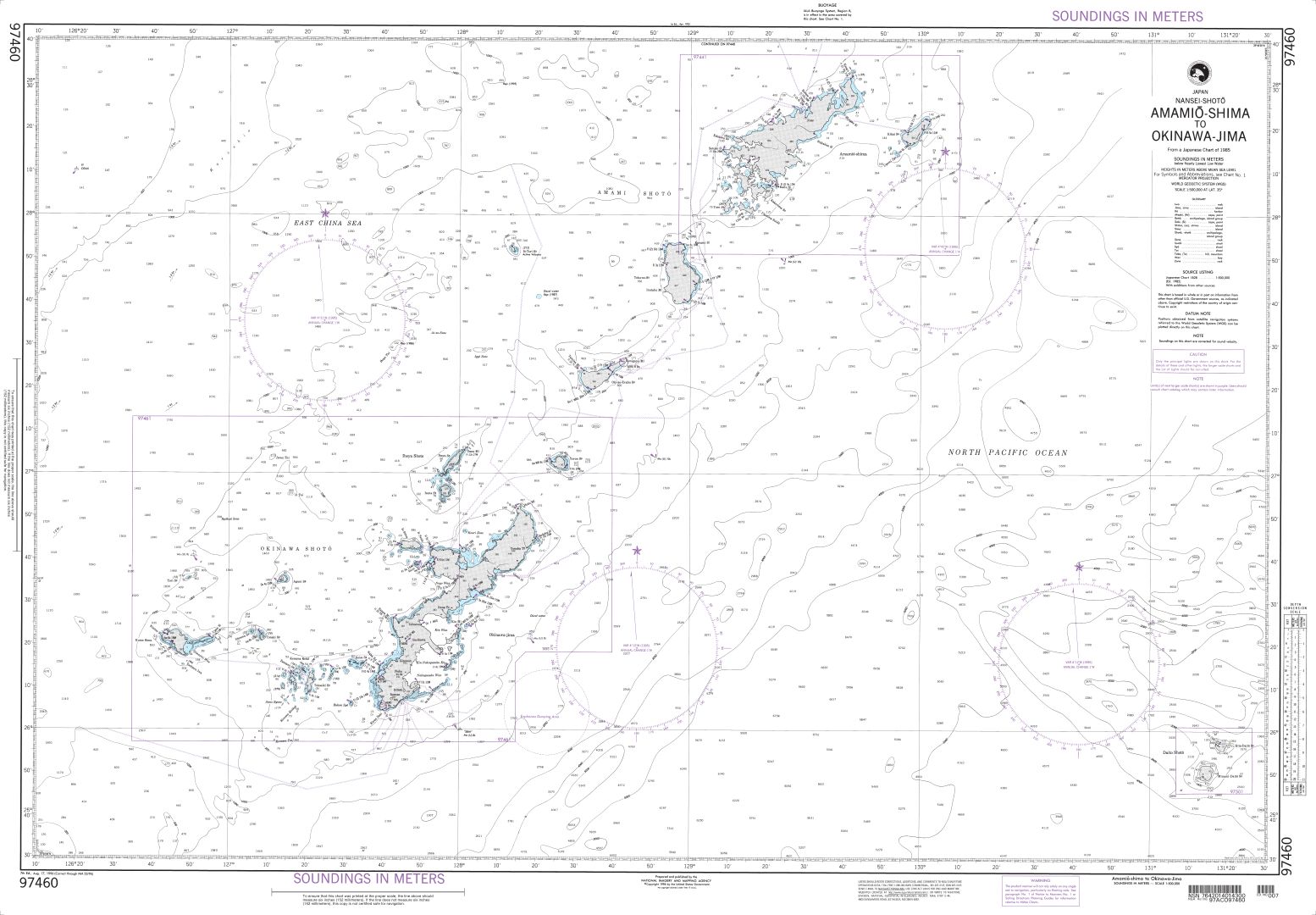 Amami-o Shima to Okinawa Jima | NGA Chart 97460