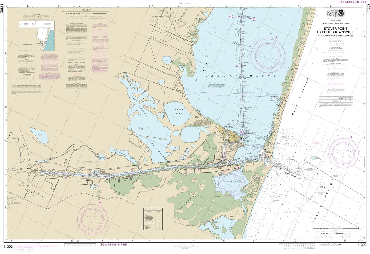 Intracoastal Waterway Stover Point to Port Brownsville, including Brazos Santiago Pass | NOAA Chart 11302
