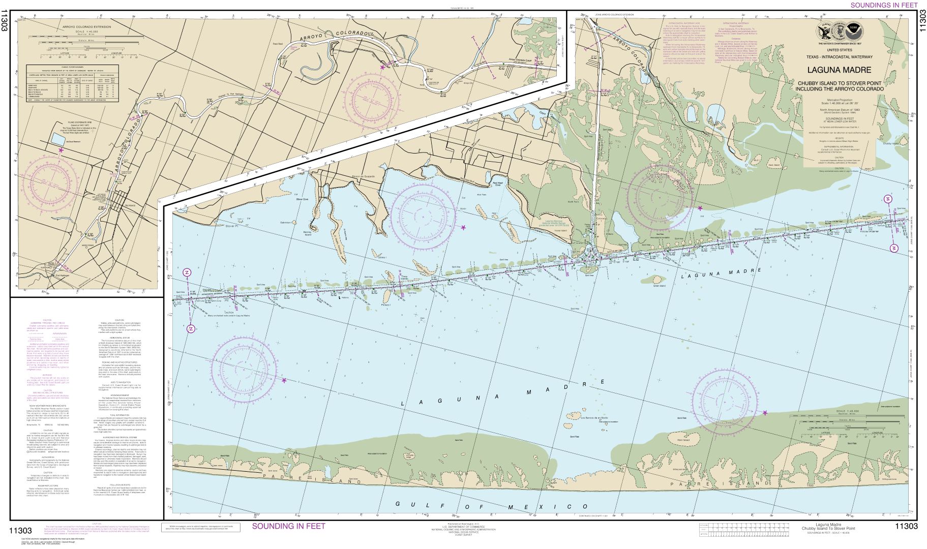 Intracoastal Waterway Laguna Madre - Chubby Island to Stover Point, including The Arroyo Colorado | Carte NOAA 11303