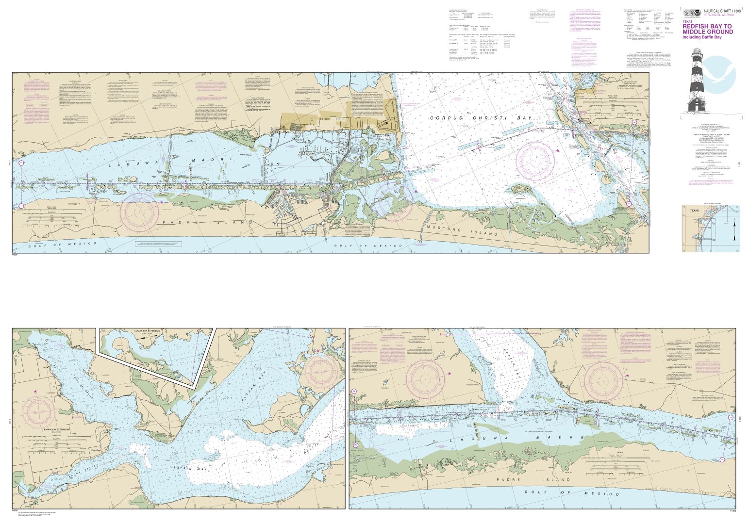 Intracoastal Waterway Redfish Bay to Middle Ground | Carte NOAA 11308