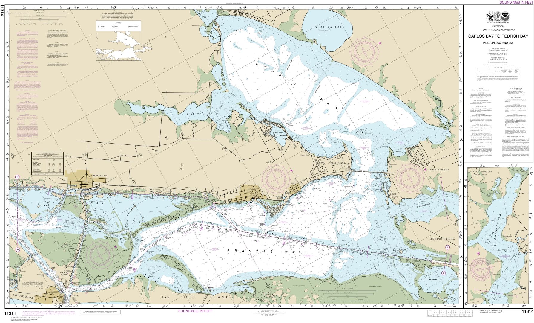 Intracoastal Waterway Carlos Bay to Redfish Bay, including Copano Bay | NOAA Chart 11314