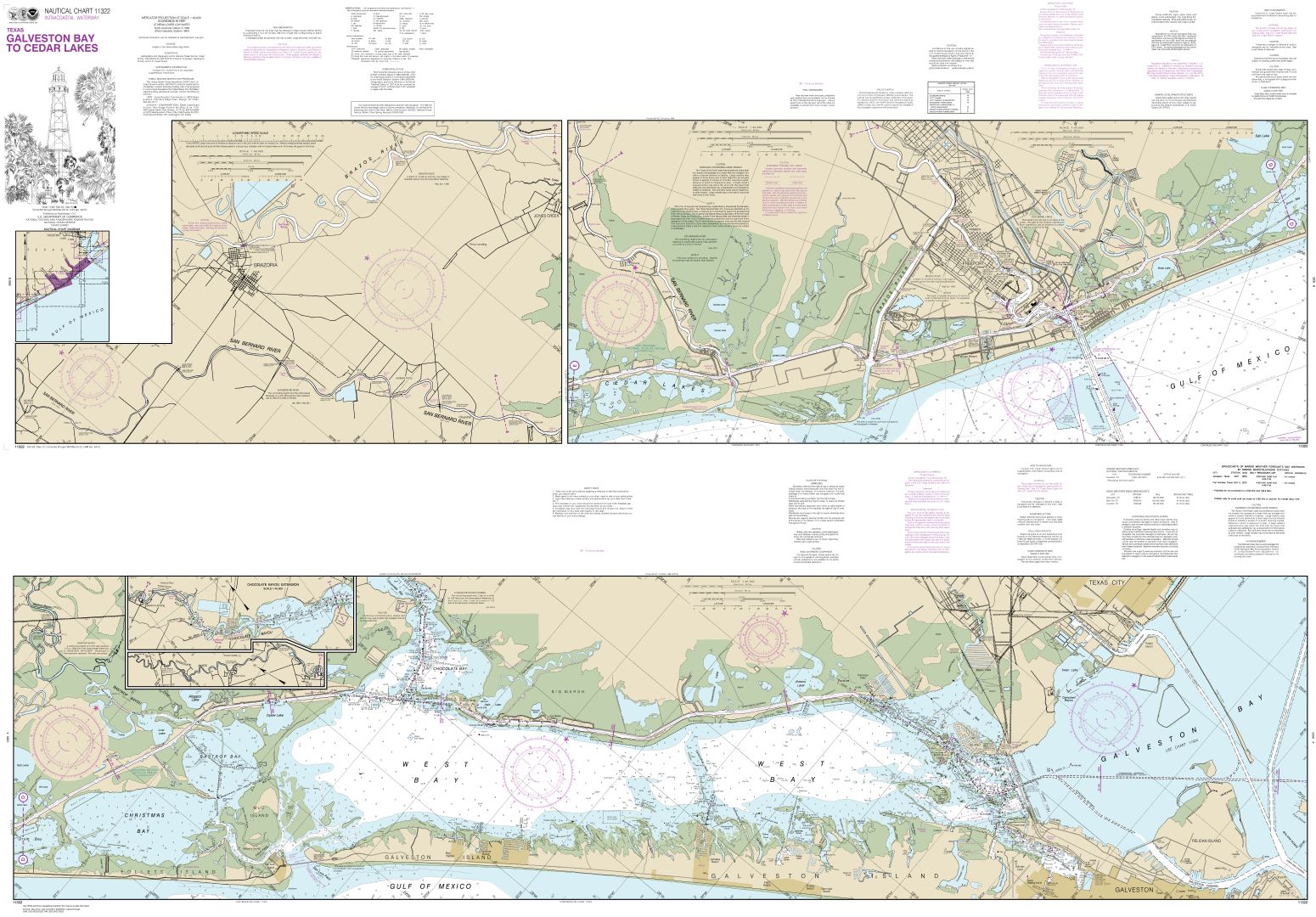 Intracoastal Waterway Galveston Bay to Cedar Lakes | NOAA Chart 11322