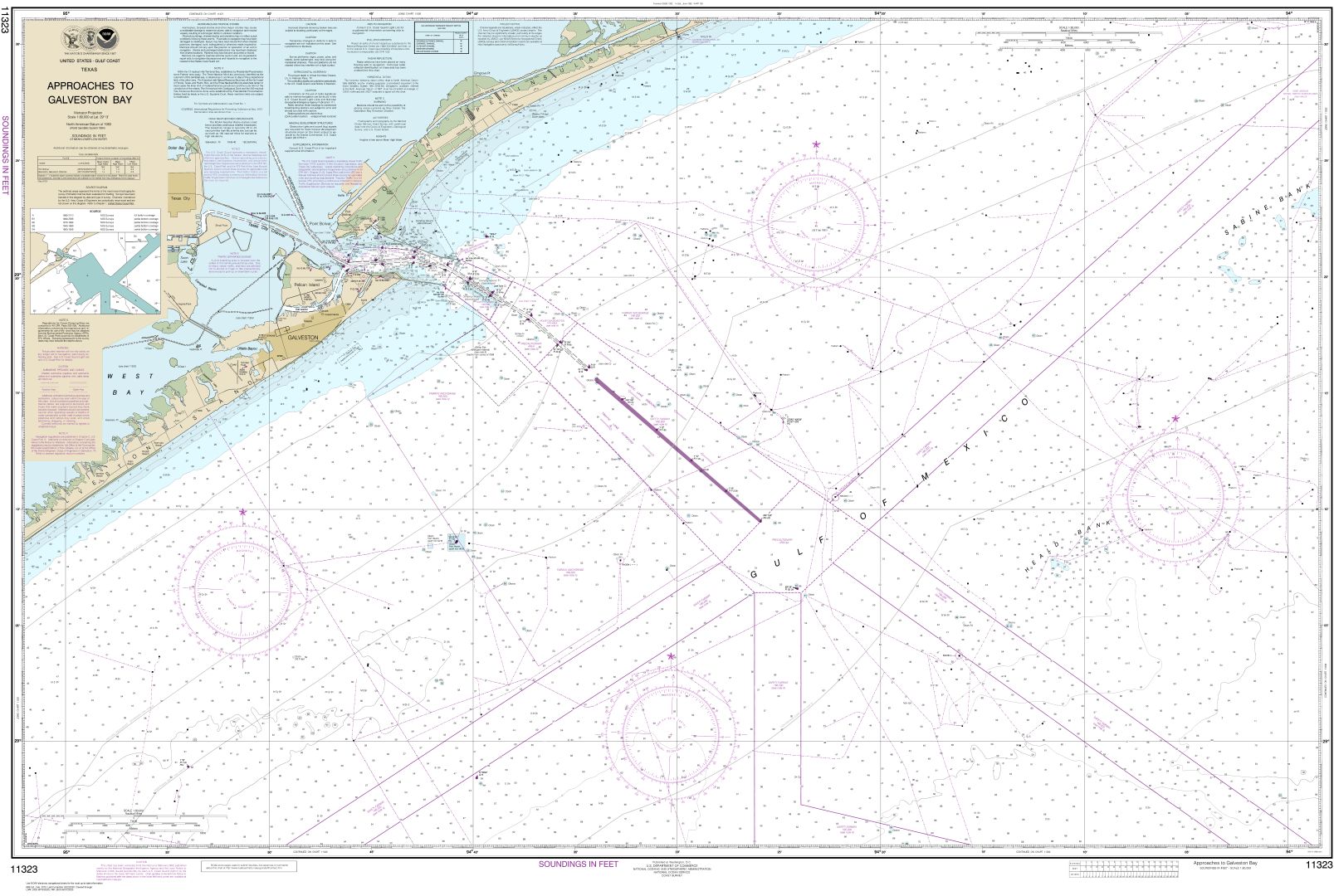 Approaches to Galveston Bay | NOAA Chart 11323