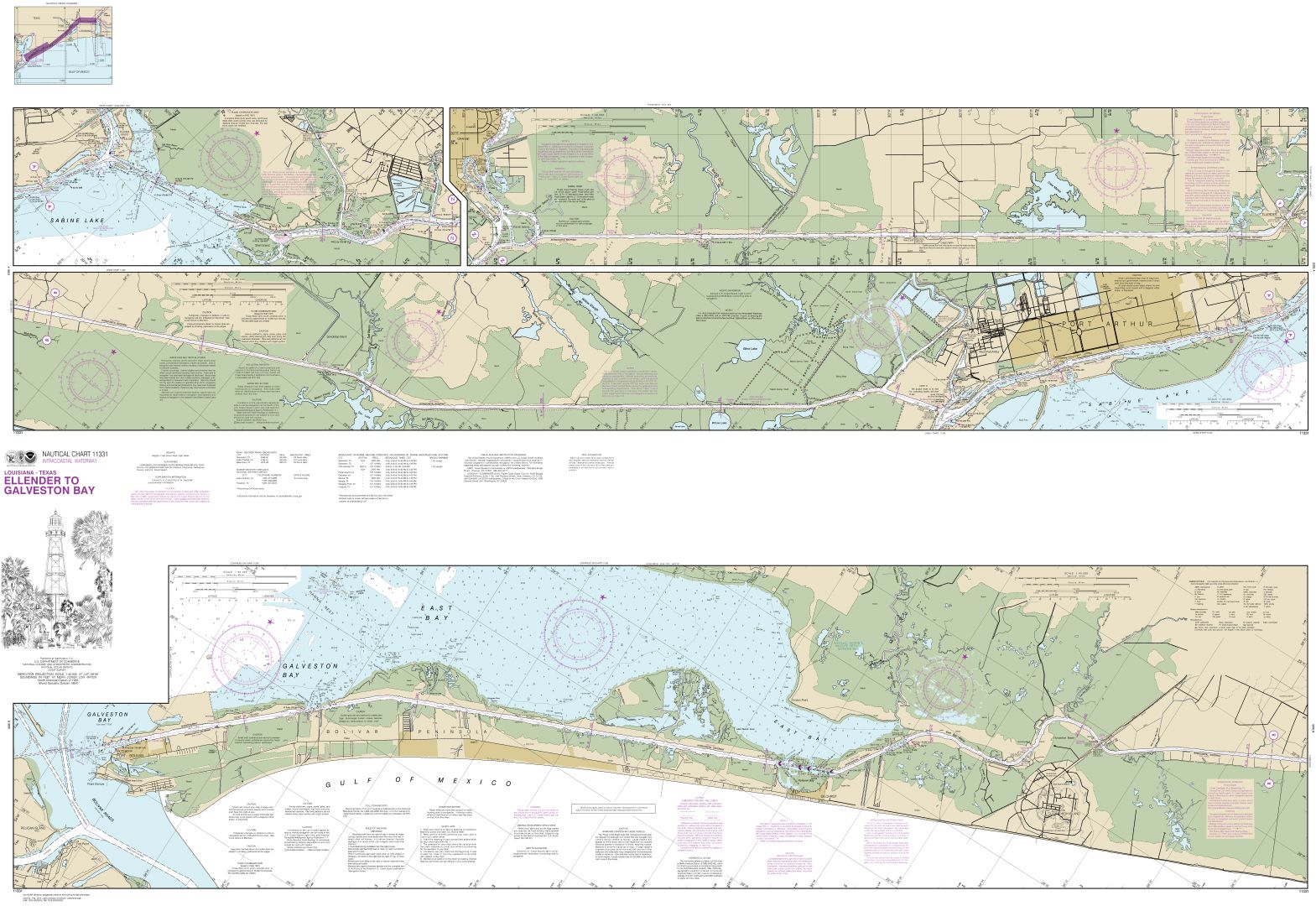 Intracoastal Waterway Ellender to Galveston Bay | NOAA Chart 11331
