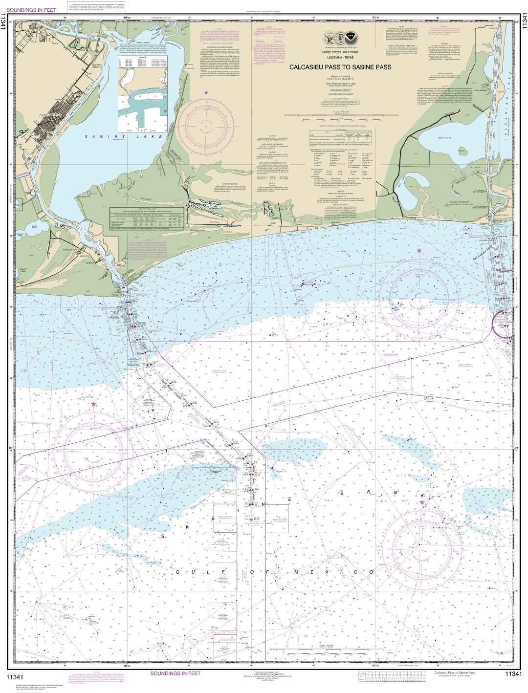 Calcasieu Pass to Sabine Pass | Carte NOAA 11341