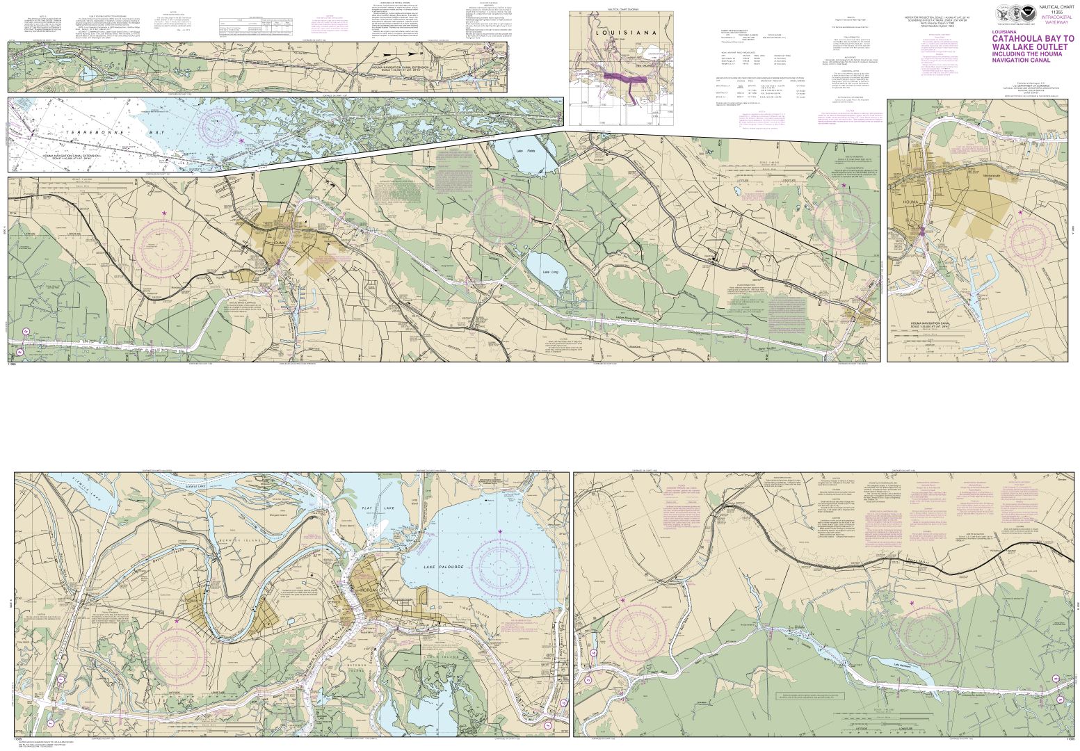 Intracoastal Waterway Catahoula Bay to Wax Lake Outlet including the Houma Navigation canal | NOAA Chart 11355
