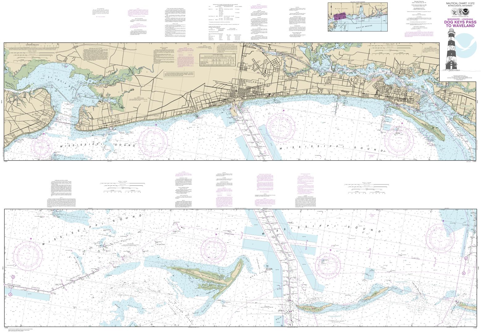 Intracoastal Waterway Dog Keys Pass to Waveland | NOAA Chart 11372