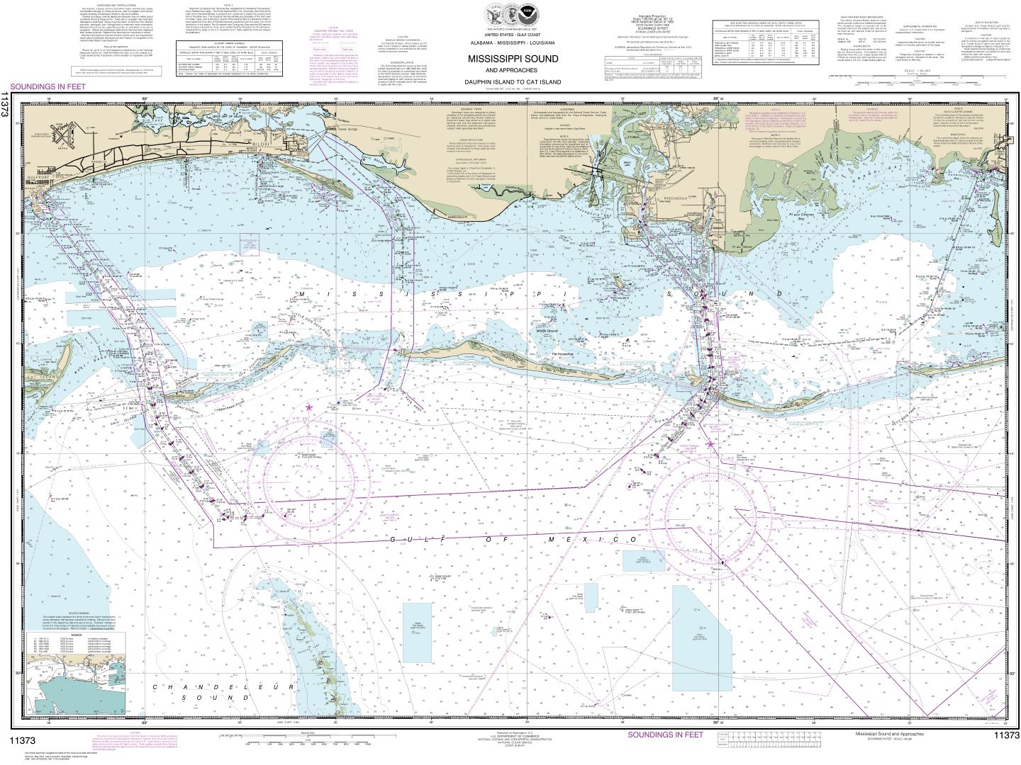 Mississippi Sound and approaches Dauphin Island to Cat Island | NOAA Chart 11373