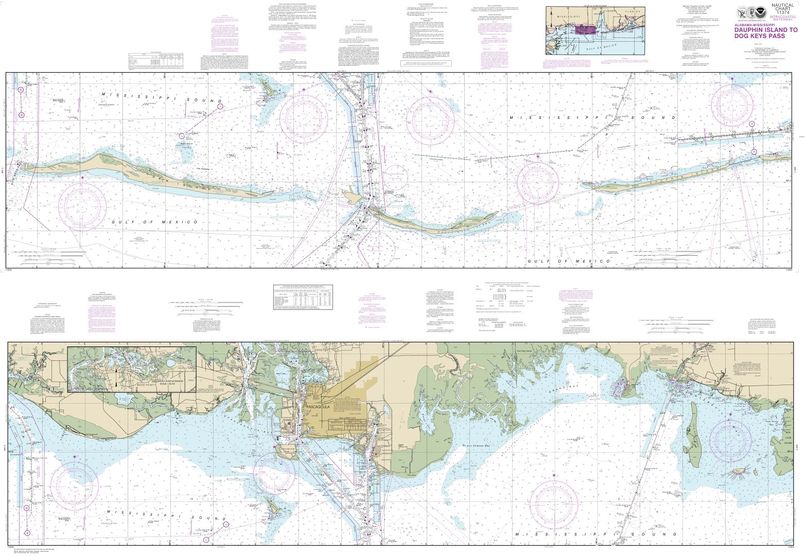 Intracoastal Waterway Dauphin Island to Dog Keys Pass | NOAA Chart 11374