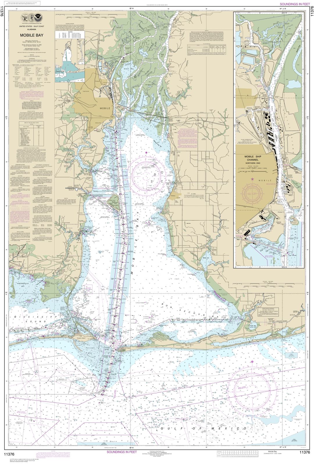 Mobile Bay Mobile Ship Channel-Northern End | NOAA Chart 11376
