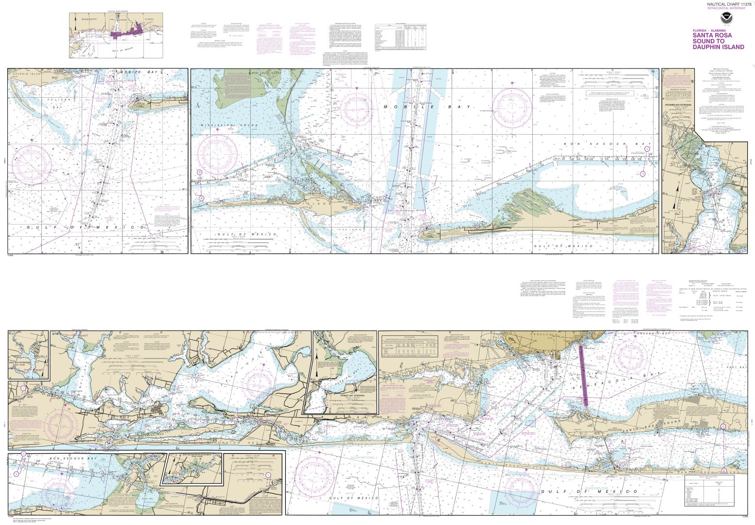 Intracoastal Waterway Santa Rosa Sound to Dauphin Island | NOAA Chart 11378