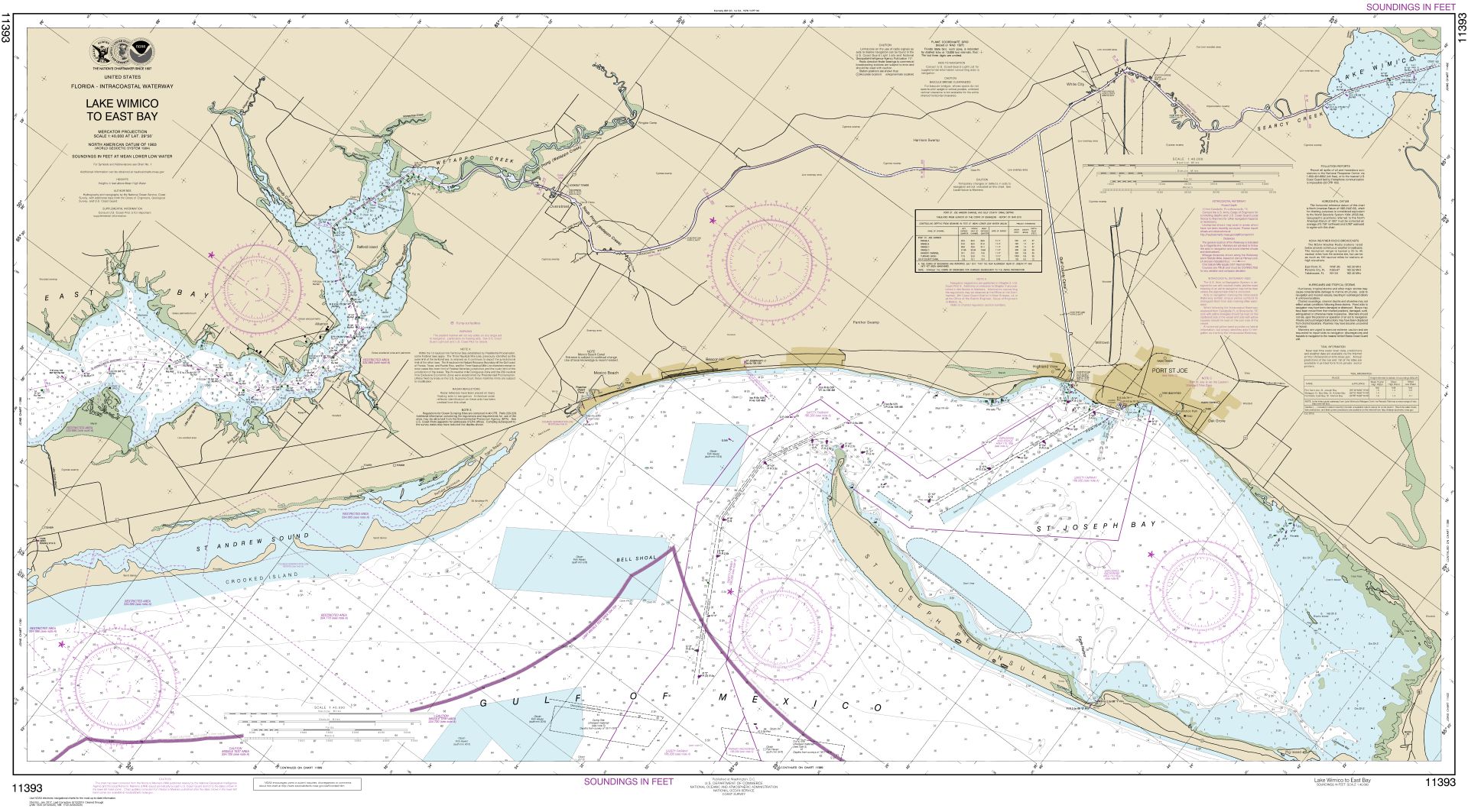 Intracoastal Waterway Lake Wimico to East Bay | NOAA Chart 11393