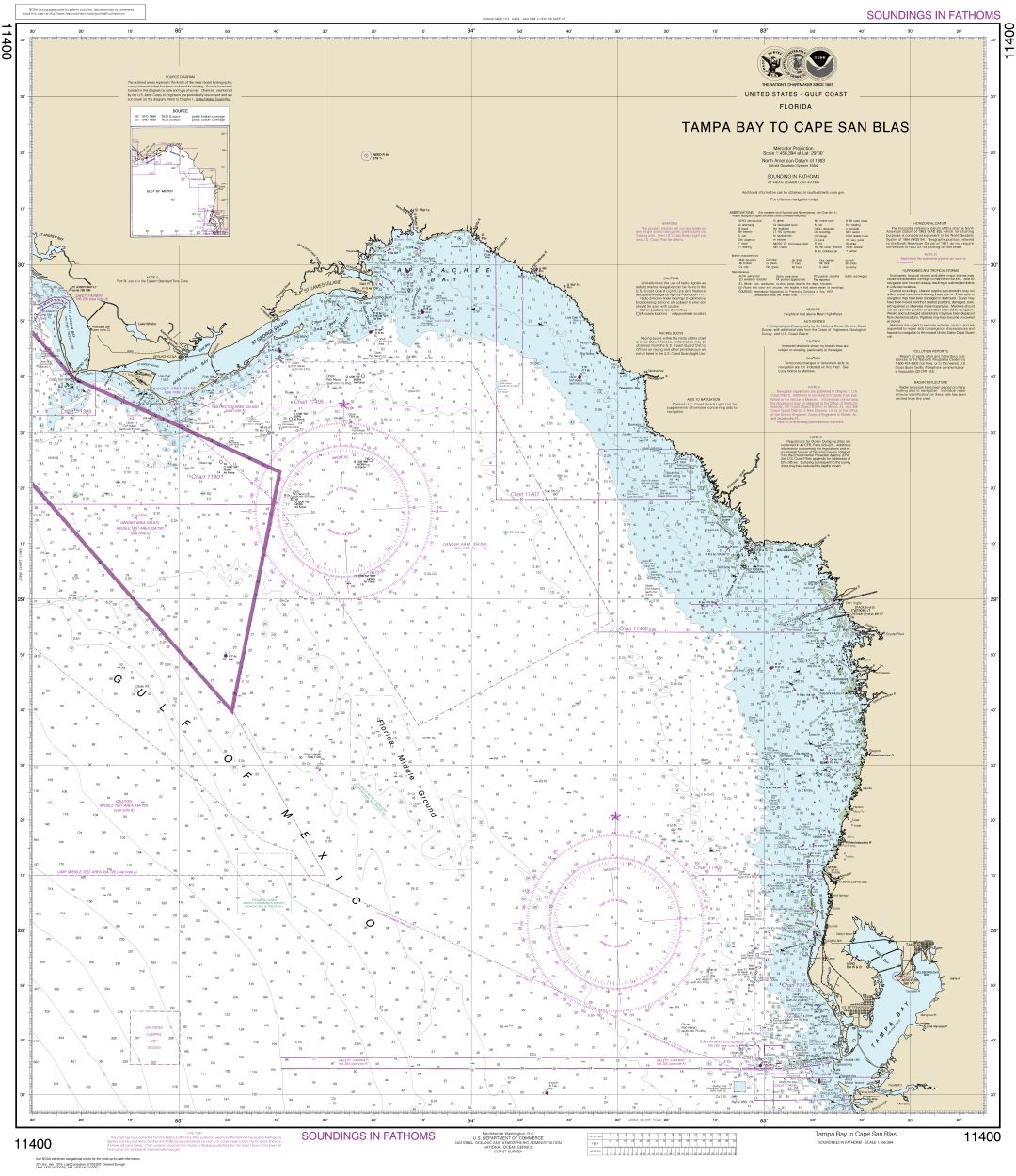 Tampa Bay to Cape San Blas | Carte NOAA 11400