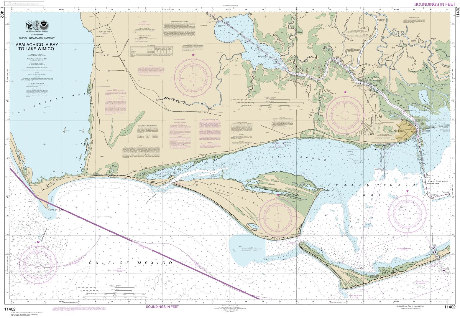 Intracoastal Waterway Apalachicola Bay to Lake Wimico | Carte NOAA 11402