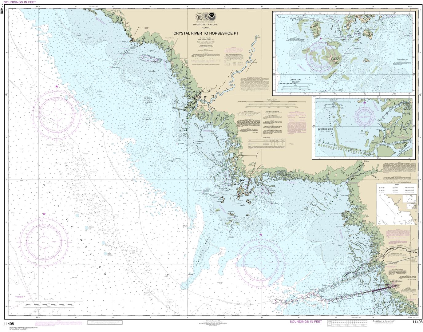 Crystal River to Horseshoe Point;Suwannee River;Cedar Keys | NOAA Chart 11408