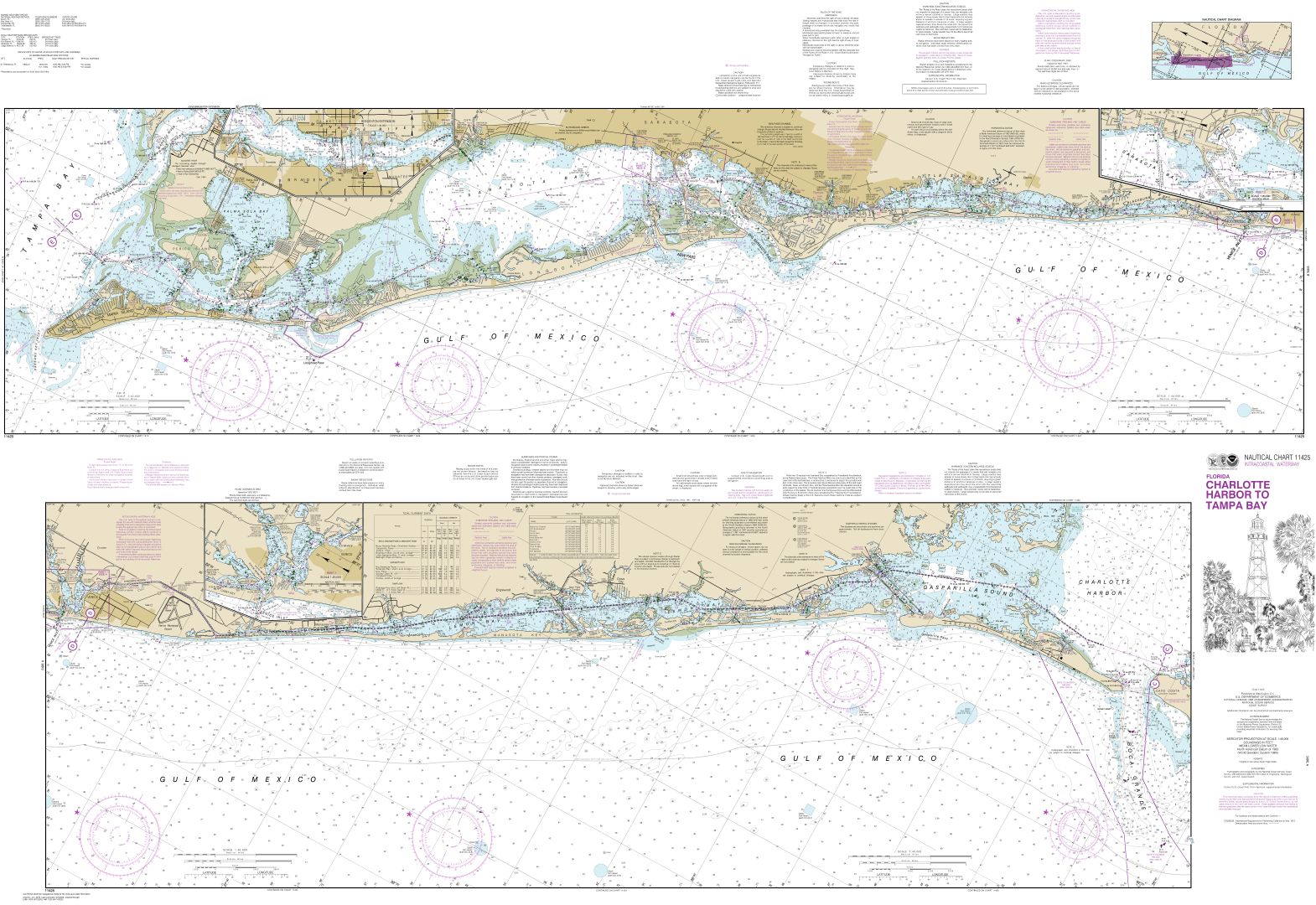 Intracoastal Waterway Charlotte Harbor to Tampa Bay | Carte NOAA 11425