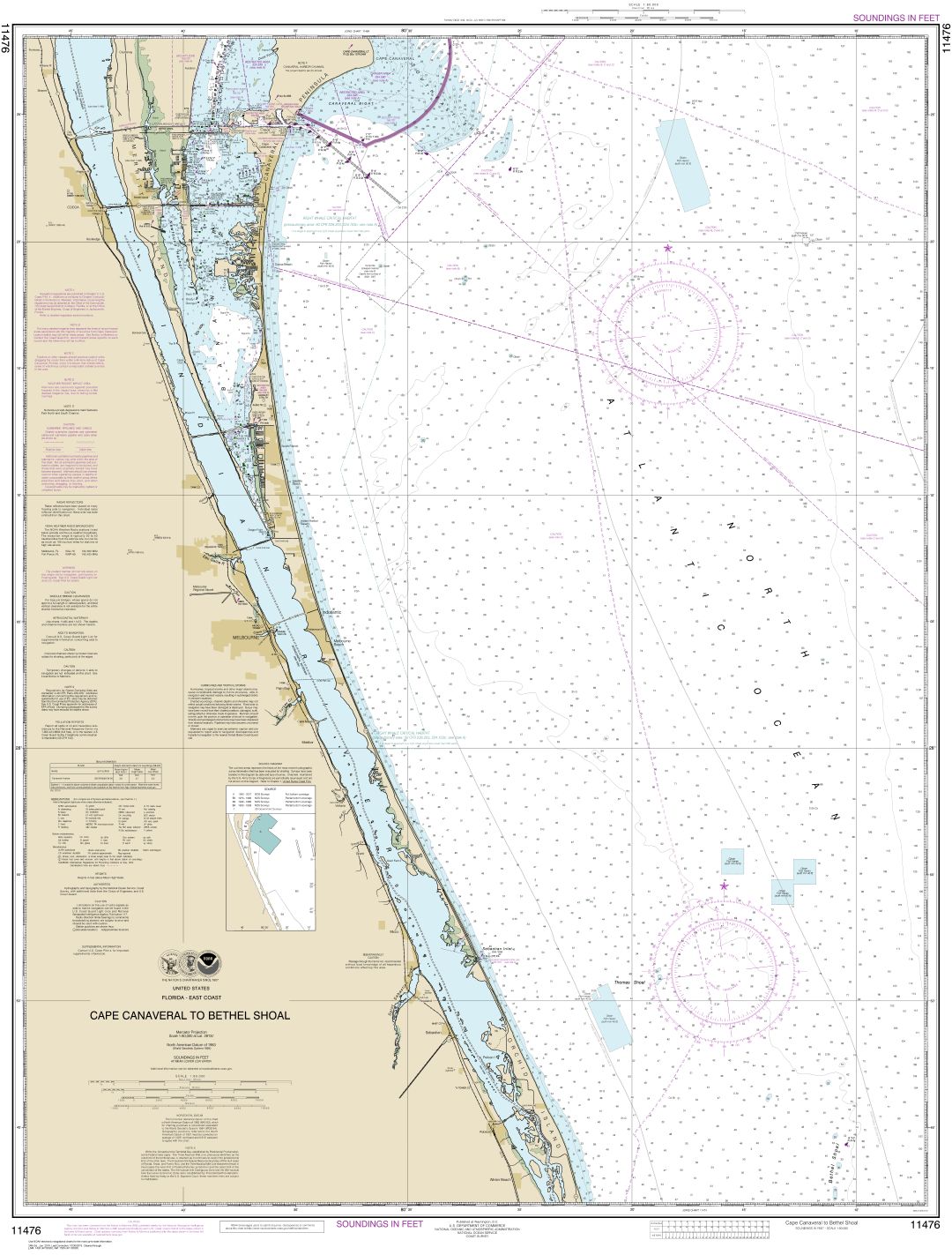 Cape Canaveral to Bethel Shoal | NOAA Chart 11476