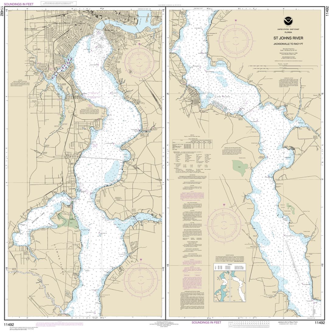 St. John's River Jacksonville to Racy Point | NOAA Chart 11492