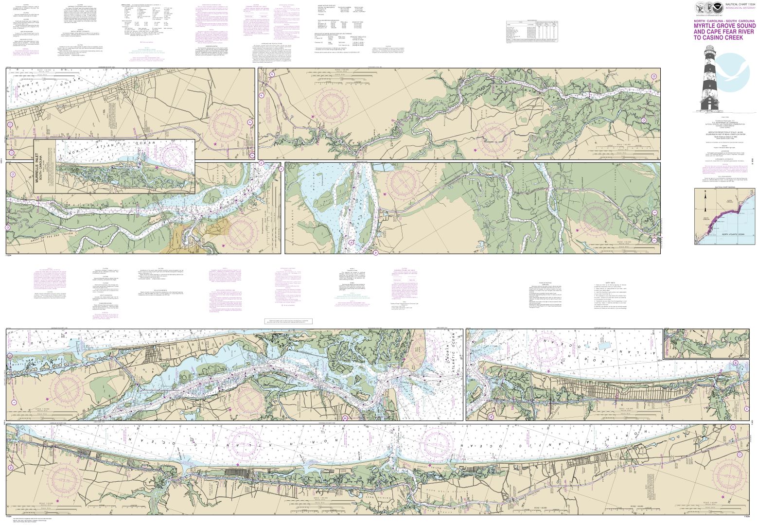 Intracoastal Waterway Myrtle Grove Sound and Cape Fear River to Casino Creek | NOAA Chart 11534
