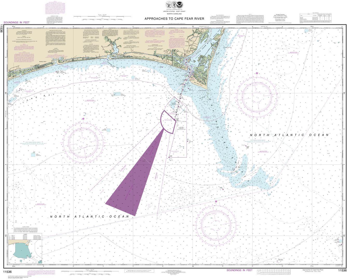 Approaches to Cape Fear River | Carte NOAA 11536