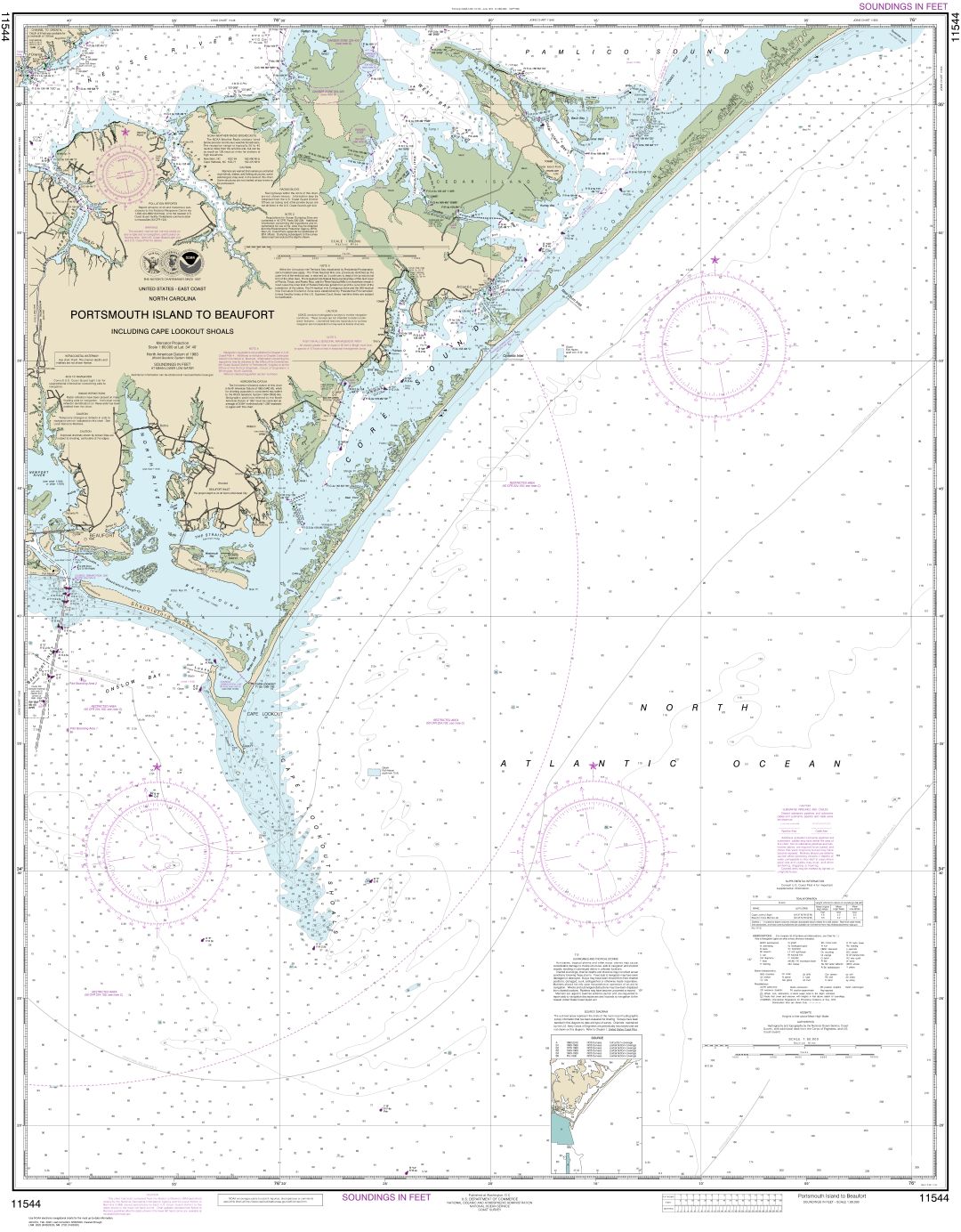 Portsmouth Island to Beaufort, Including Cape Lookout Shoals | NOAA Chart 11544