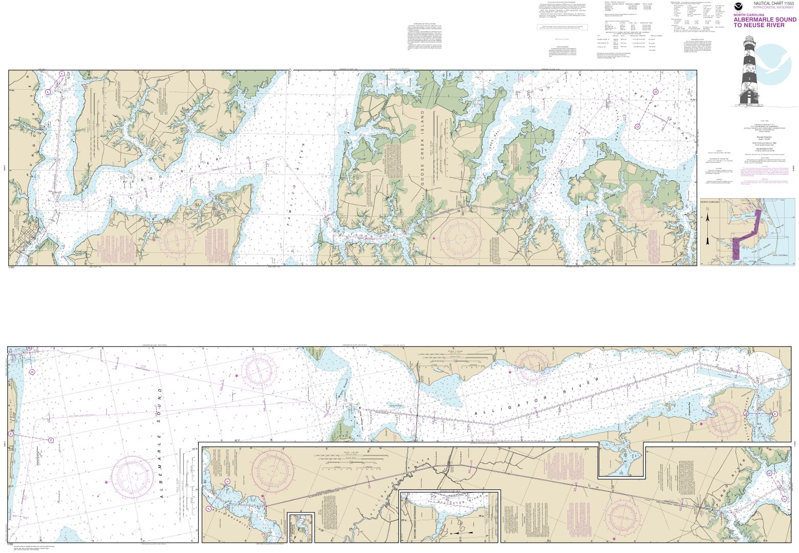 Intracoastal Waterway Albermarle Sound to Neuse River;Alligator River;Second Creek | NOAA Chart 11553