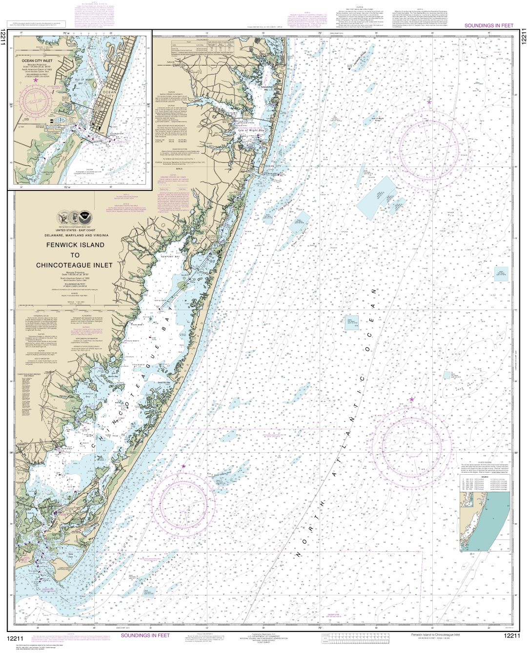 Fenwick Island to Chincoteague Inlet;Ocean City Inlet | Carte NOAA 12211