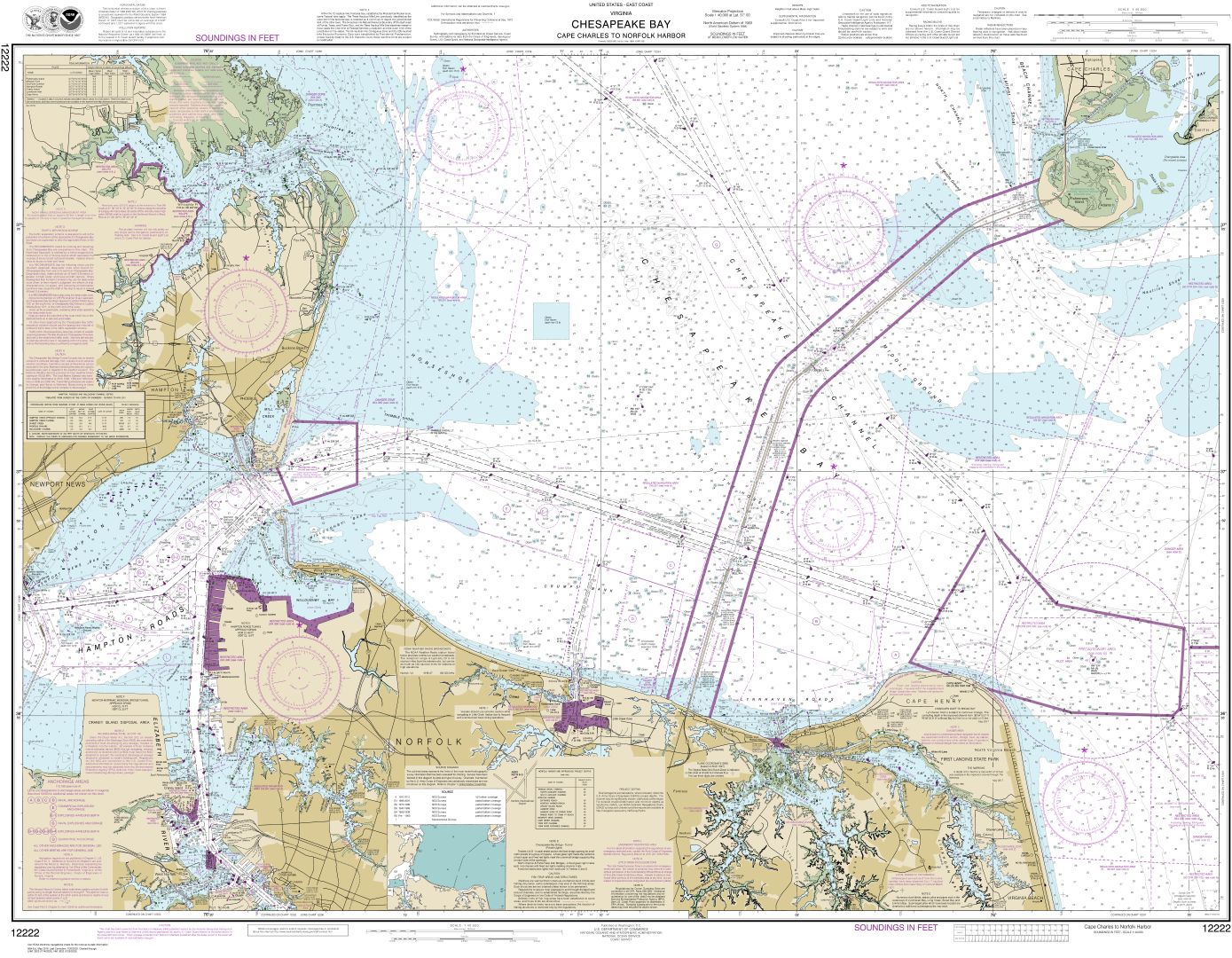 Chesapeake Bay Cape Charles to Norfolk Harbor | NOAA Chart 12222