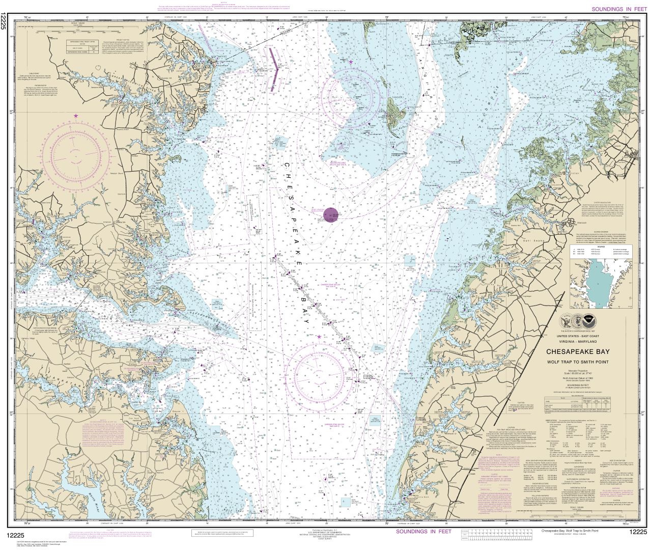 Chesapeake Bay Wolf Trap to Smith Point | NOAA Chart 12225