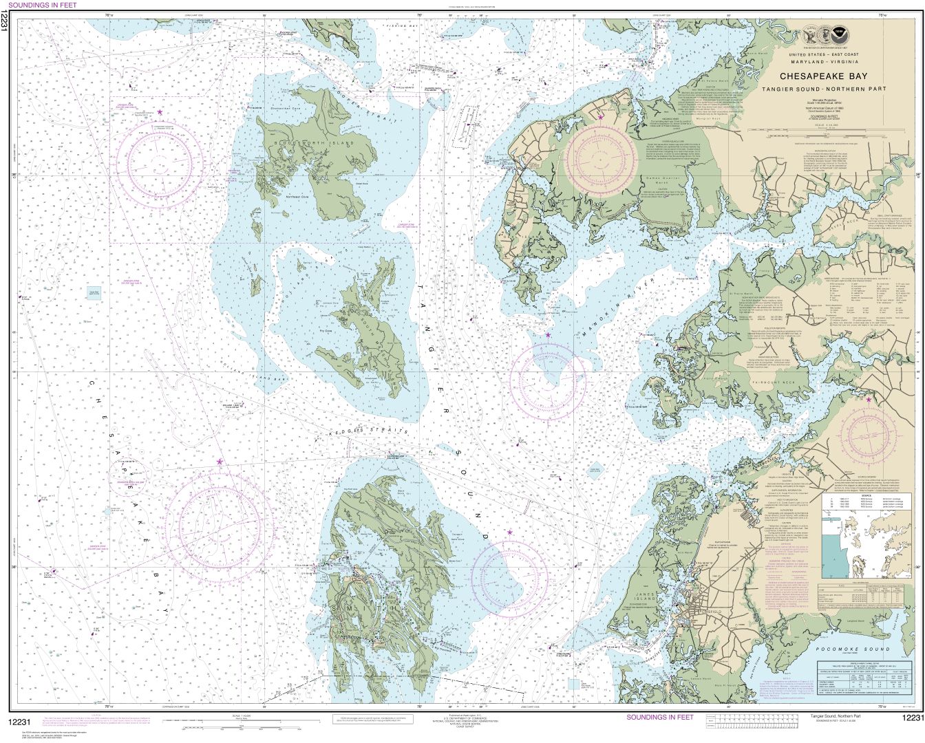 Chesapeake Bay Tangier Sound Northern Part | NOAA Chart 12231