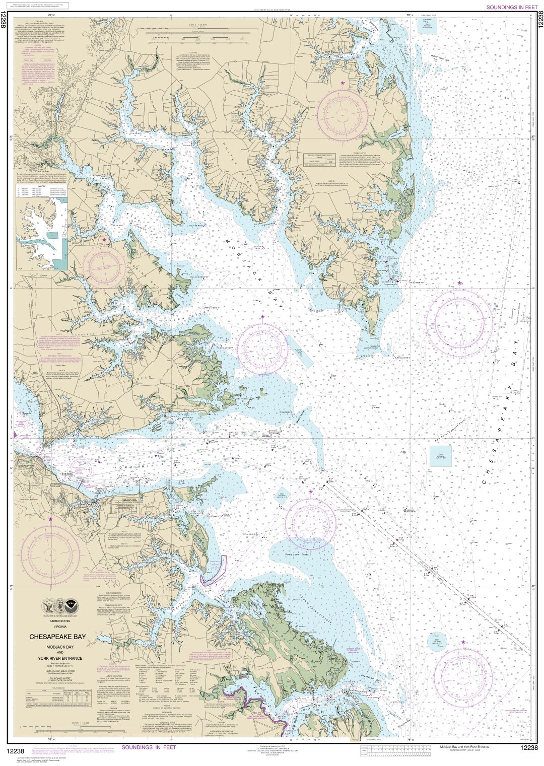 Chesapeake Bay Mobjack Bay and York River Entrance | NOAA Chart 12238