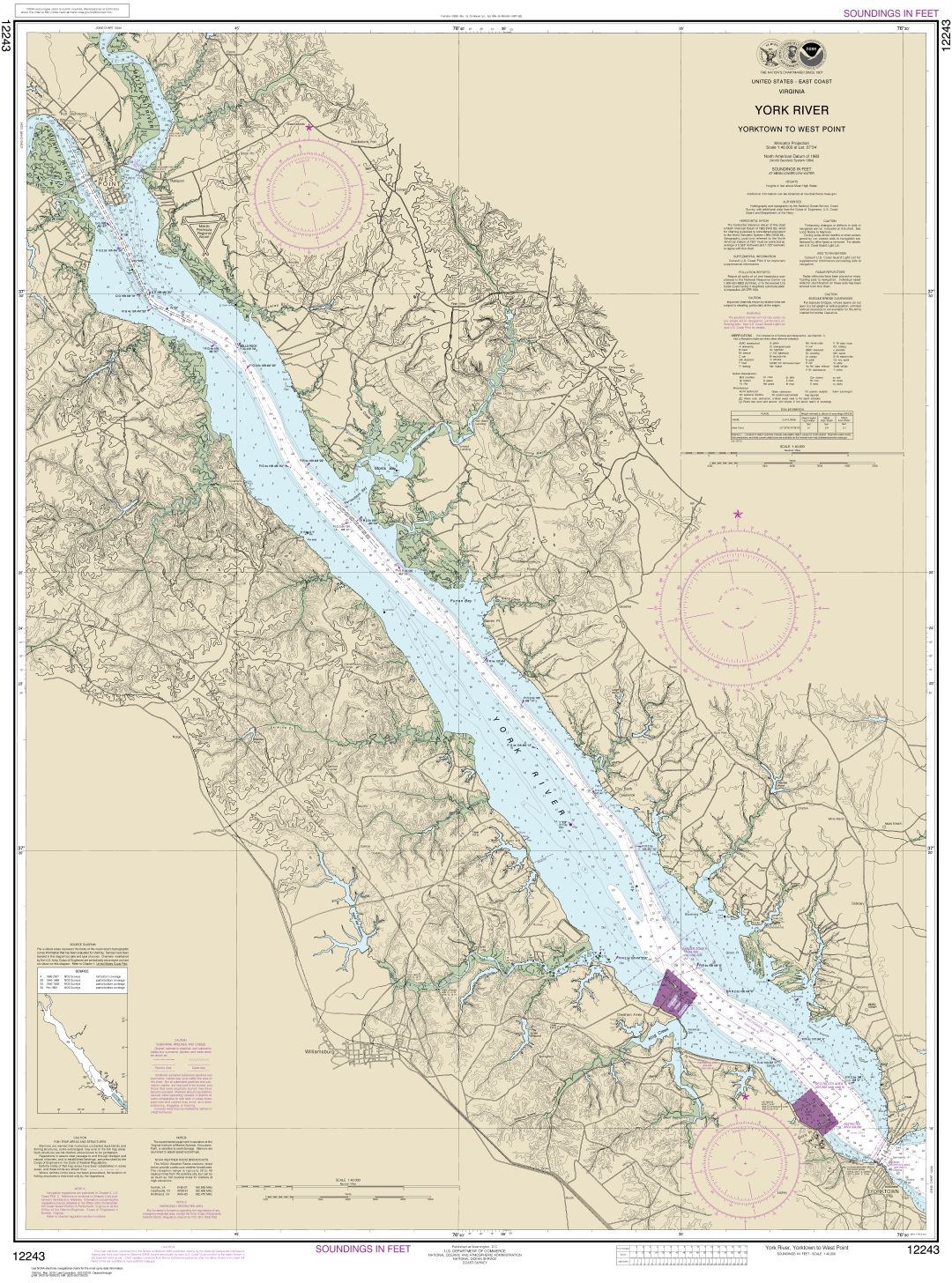York River Yorktown to West Point | NOAA Chart 12243