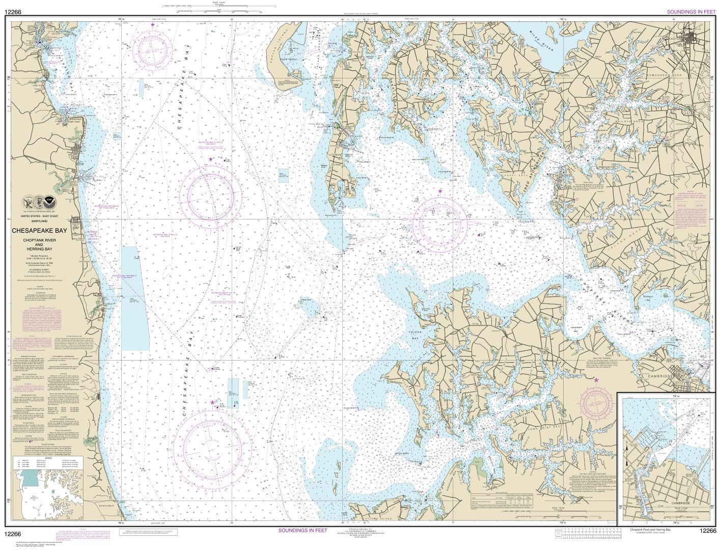 Chesapeake Bay Choptank River and Herring Bay; Cambridge | NOAA Chart 12266
