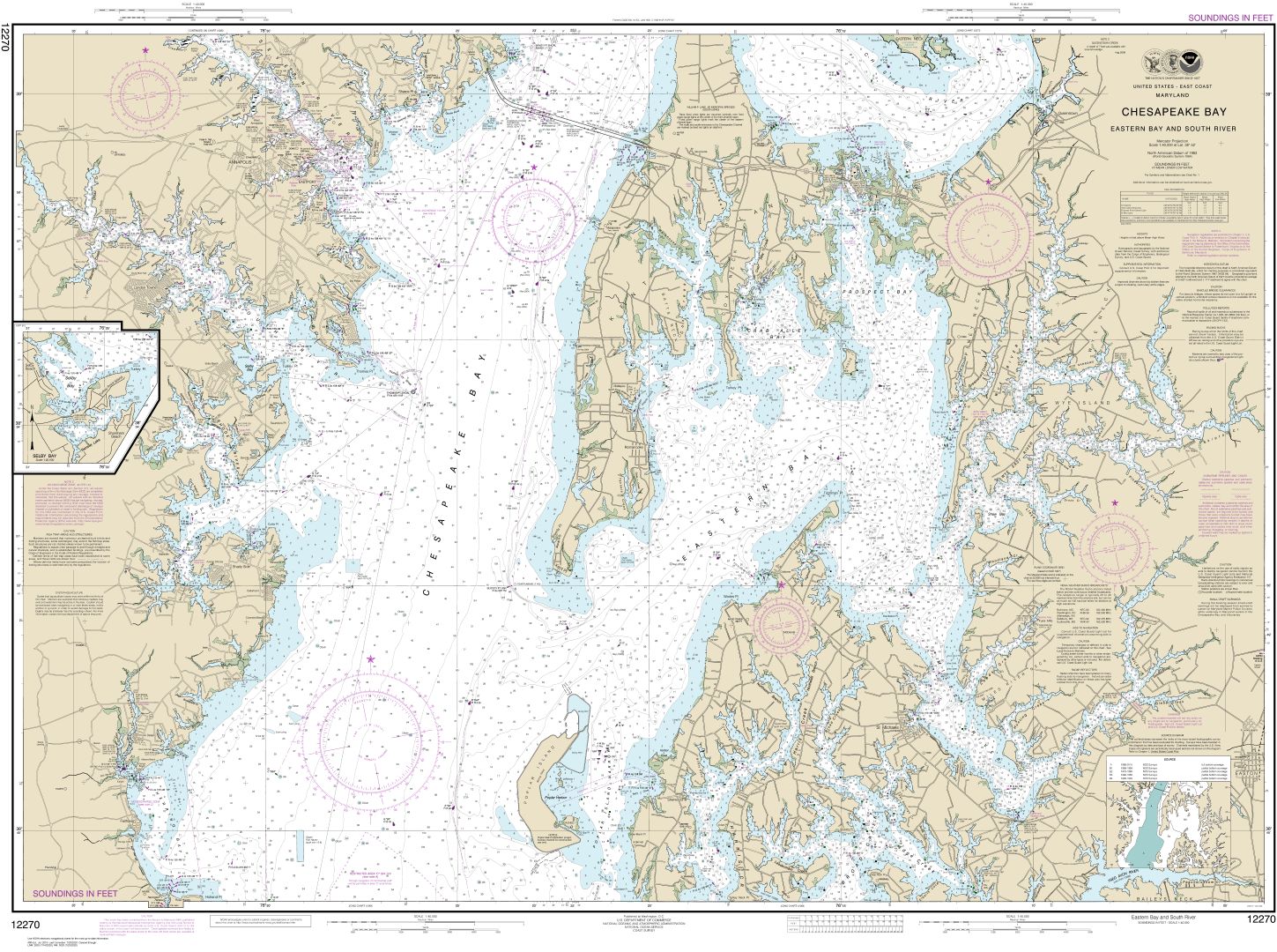 Chesapeake Bay Eastern Bay and South River; Selby Bay | Carte NOAA 12270