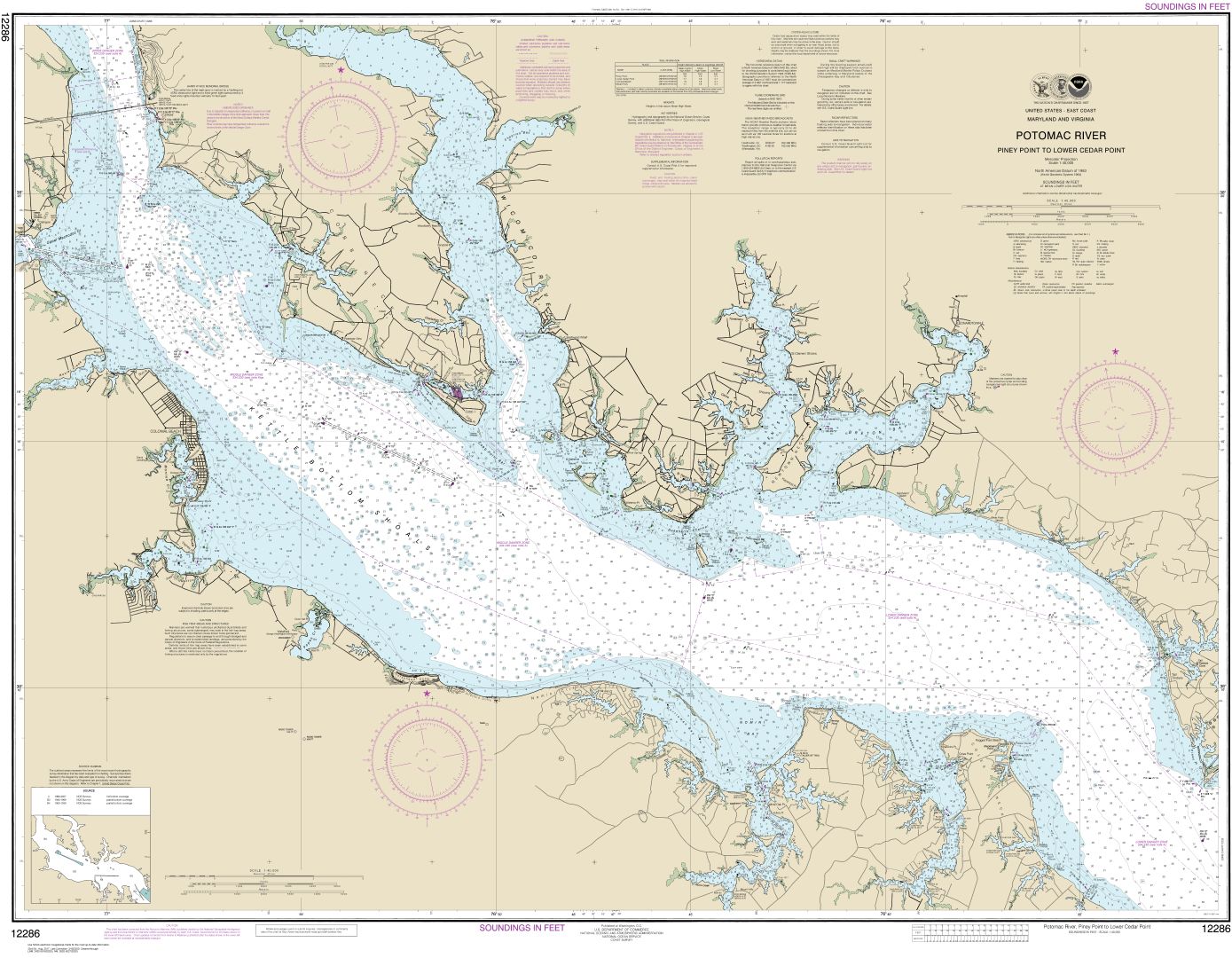 Potomac River Piney Point to Lower Cedar Point | NOAA Chart 12286