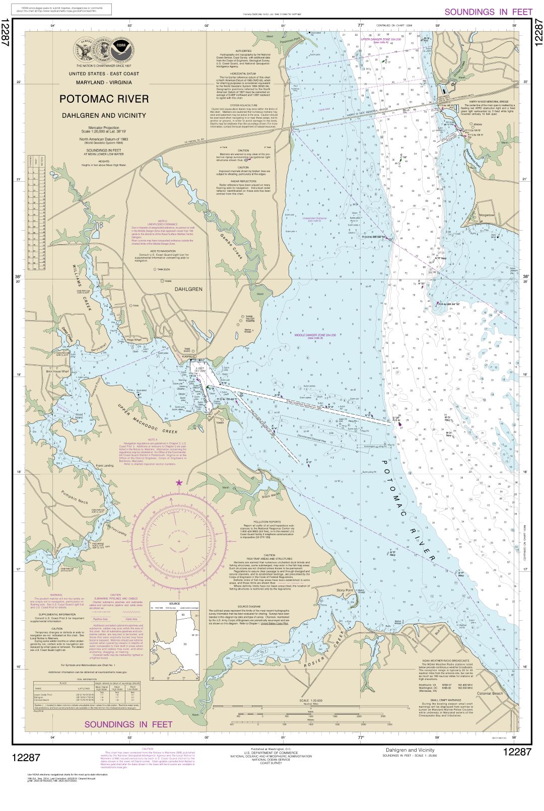 Potomac River Dahlgren and Vicinity | NOAA Chart 12287