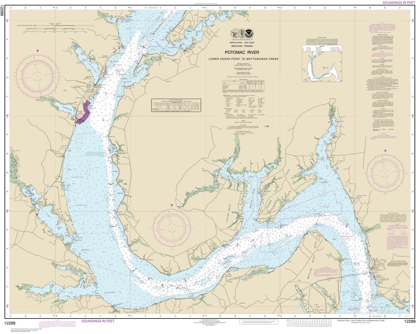 Potomac River Lower Cedar Point to Mattawoman Creek | NOAA Chart 12288