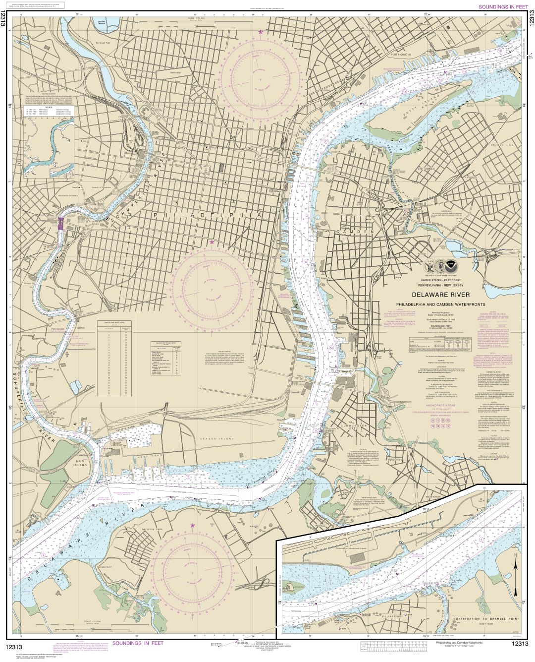 Philadelphia and Camden Waterfronts | Carte NOAA 12313