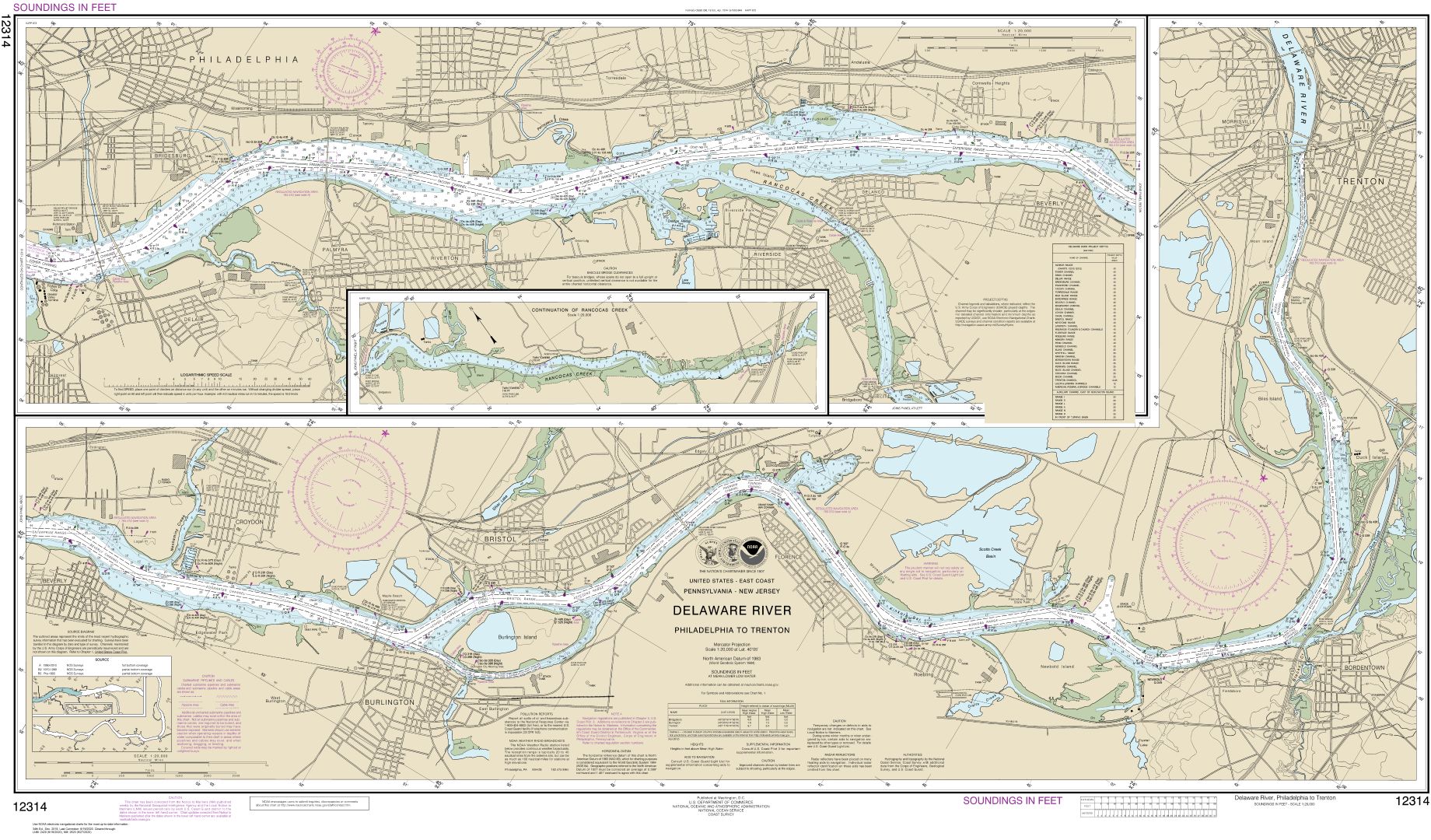 Delaware River Philadelphia to Trenton | Carte NOAA 12314