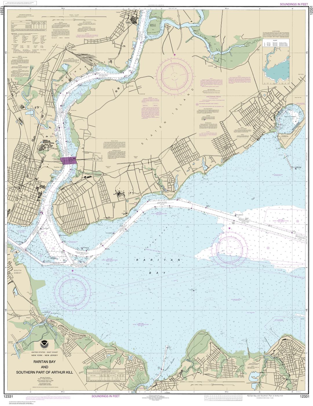 Raritan Bay and Southern Part of Arthur Kill | Carte NOAA 12331