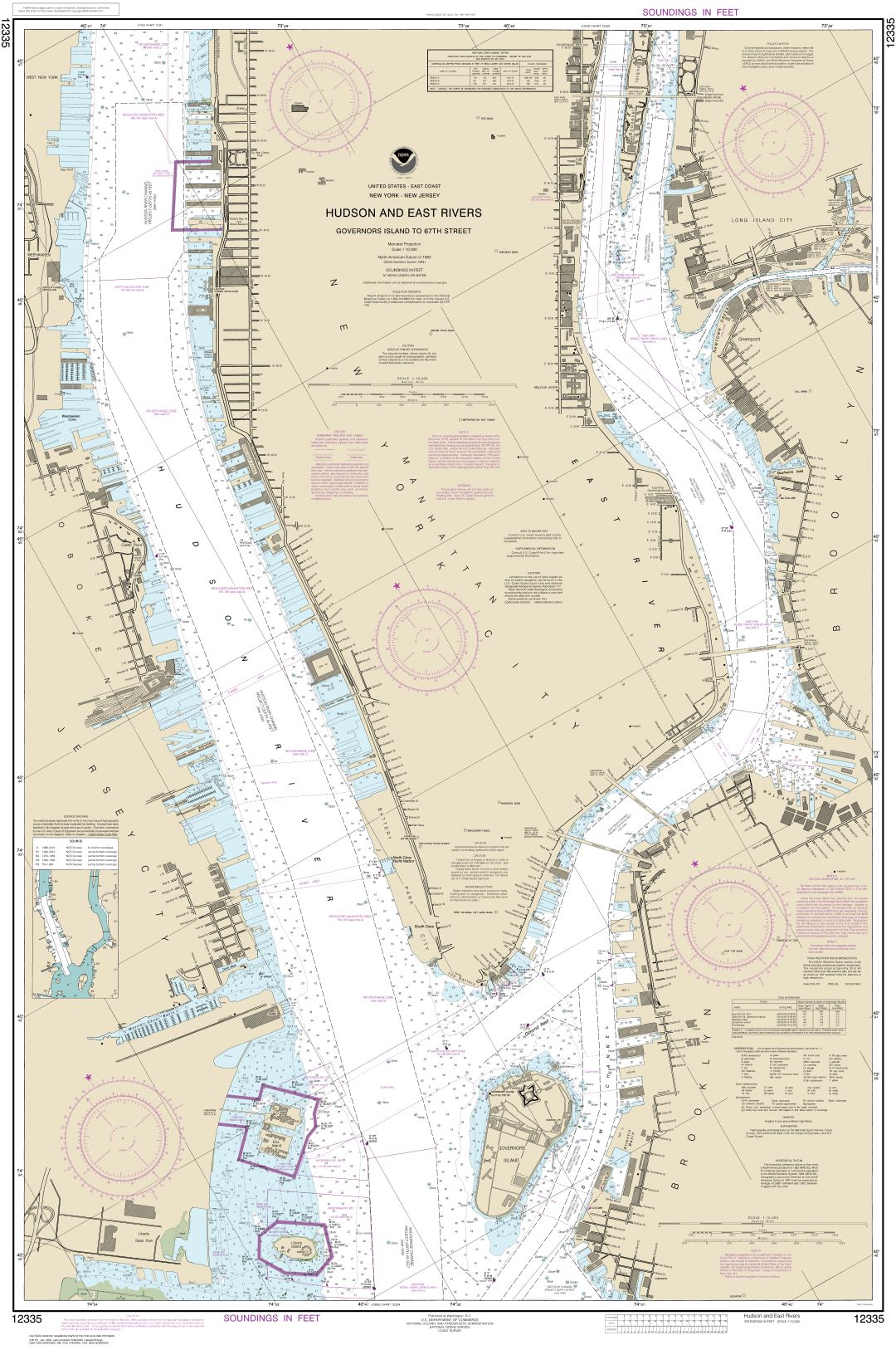 Hudson and East Rivers Governors Island to 67th Street | Carte NOAA 12335