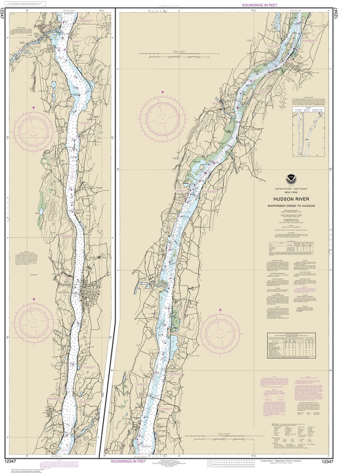 Hudson River Wappinger Creek to Hudson | Carte NOAA 12347