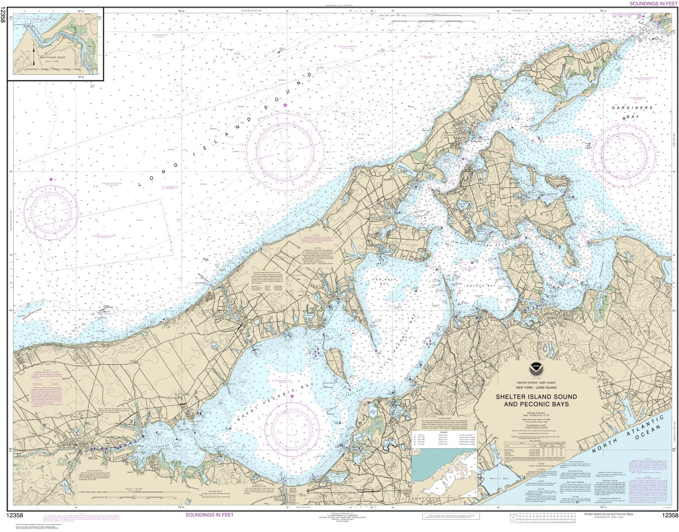 New York Long Island, Shelter Island Sound and Peconic Bays;Mattituck Inlet | Carte NOAA 12358
