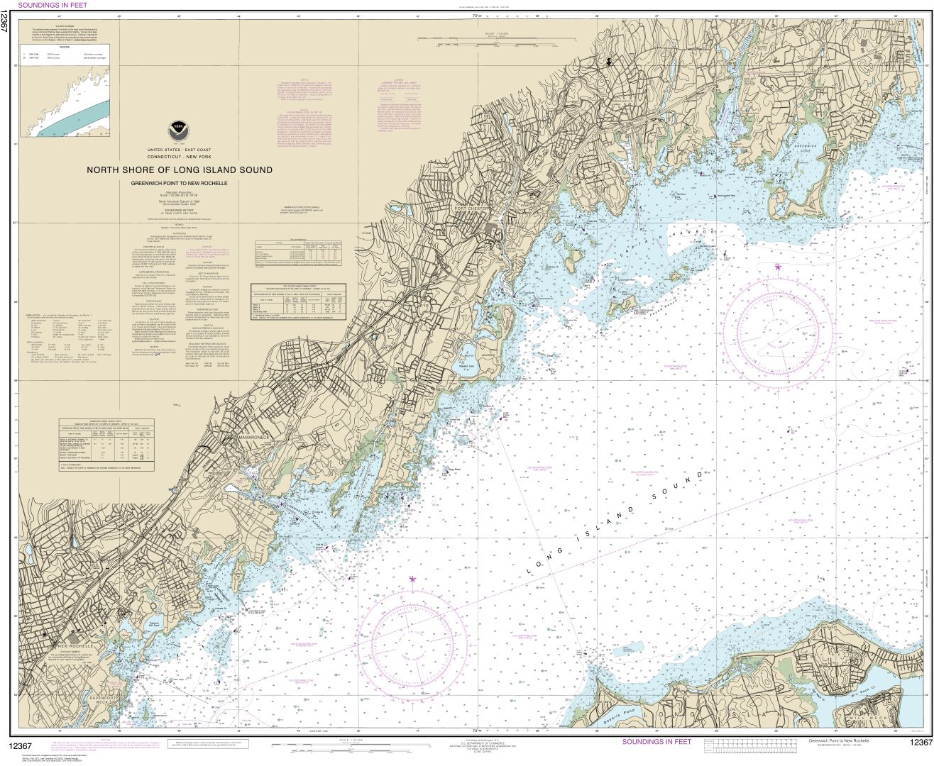 North Shore of Long Island Sound Greenwich Point to New Rochelle | Carte NOAA 12367