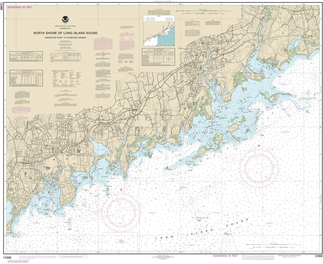 North Shore of Long Island Sound Sherwood Point to Stamford Harbor | Carte NOAA 12368